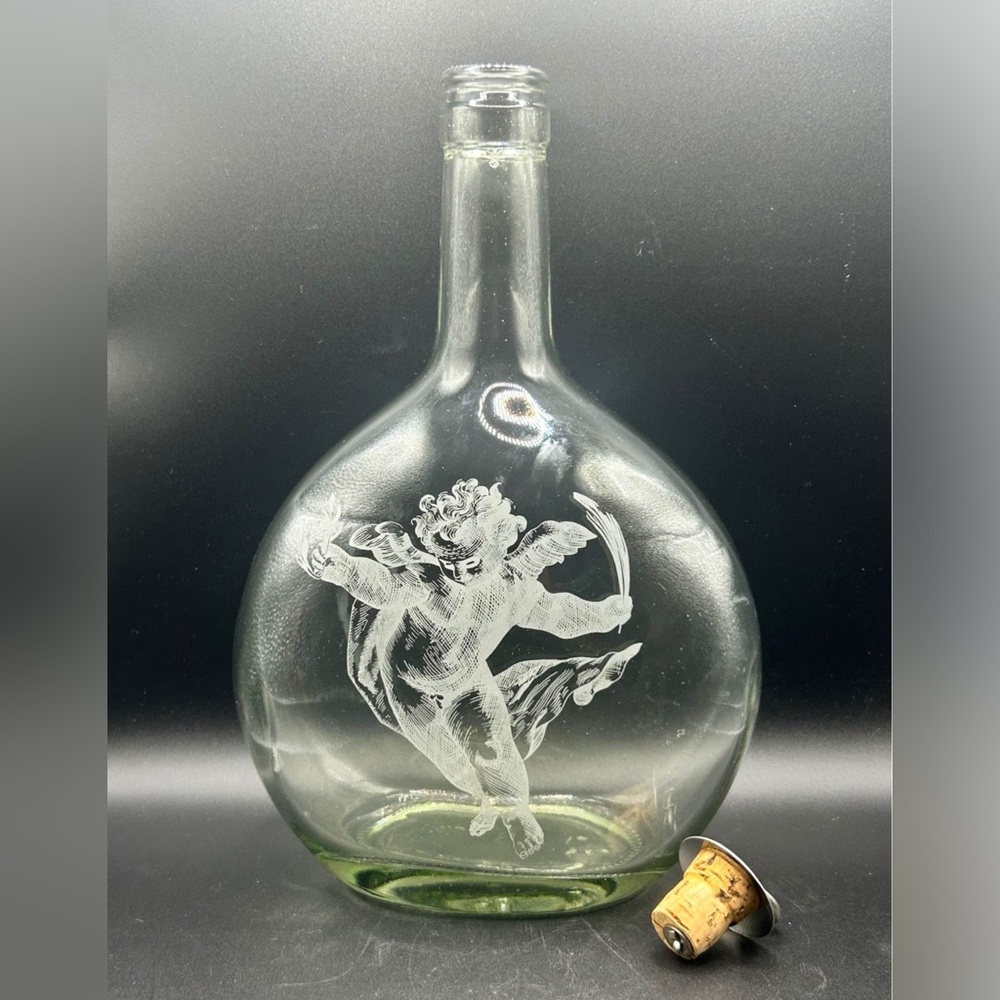 Vintage Angel Glass Decanter Apothecary Bottle Lidded Collectible Goth Glassware
